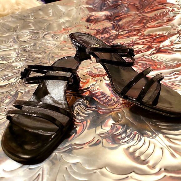 Stuart Weitzman size 6 b, blackw/ jewelry the side of each sandal, really pretty - Picture 2 of 6